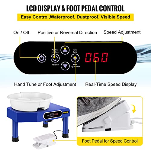 Image of VEVOR Pottery Wheel, Pottery Forming Machine 9.8 inch LCD Touch Screen, 350W Ceramic Pottery Electric DIY Clay Sculpting Tools, Foot Pedal & Detachable ABS Basin for Adults and Beginners Art Craft