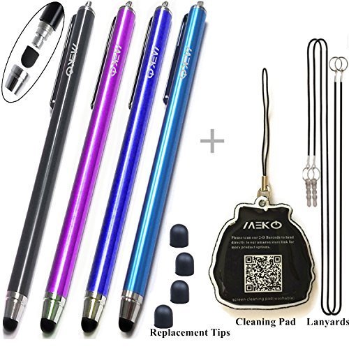 MEKO (Upgrade Version) 4Packs Styli/Stylus [0.22-inch Rubber Tip Series] 5.5 L Replaceable Thin-Tip Stylus for All Touch Screen Smart Phones &Tablets - (Black&Dark Blue&Purple&Ocean Blue)