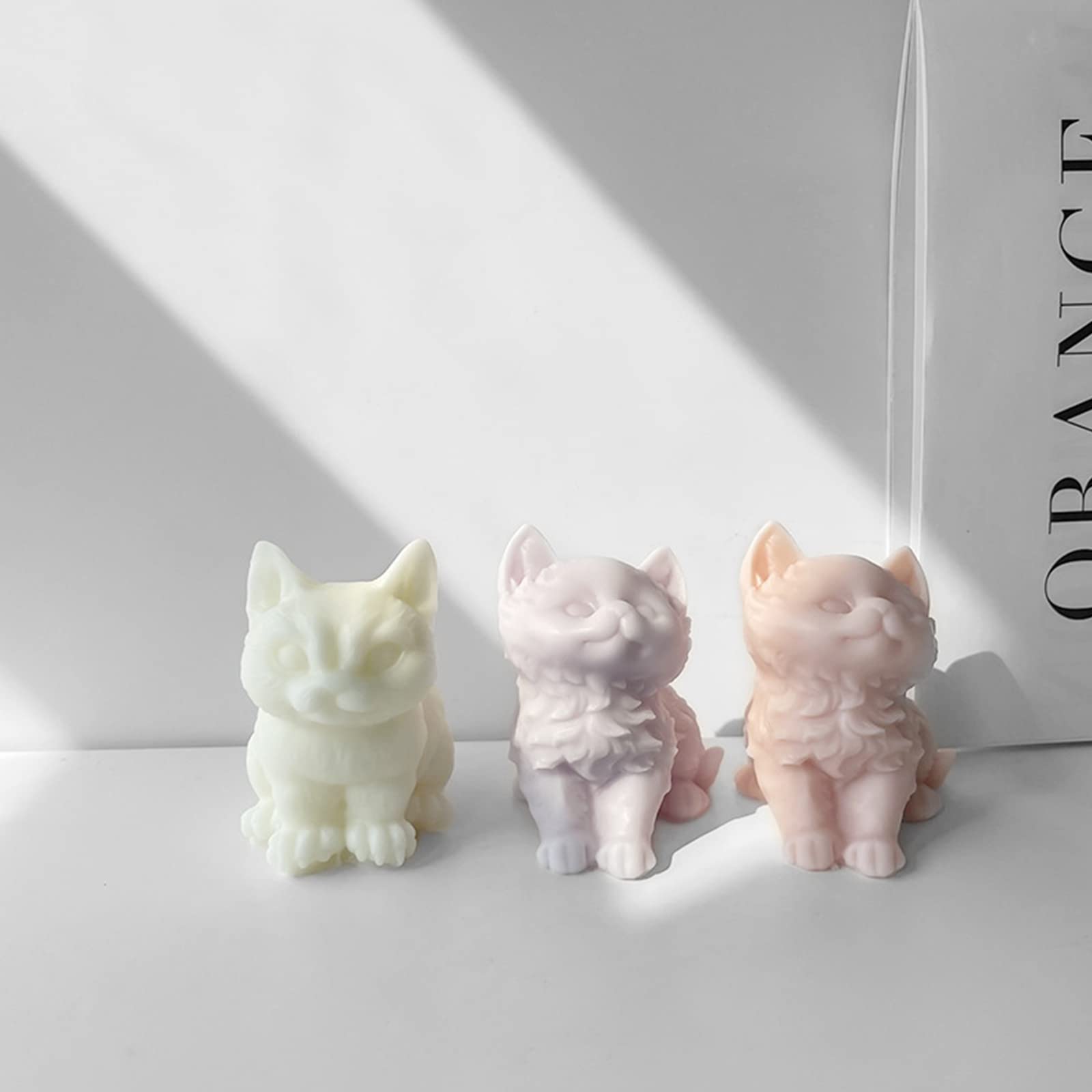 Lot de 5 moules à savon en forme de chat - Moules en silicone 3D pour la