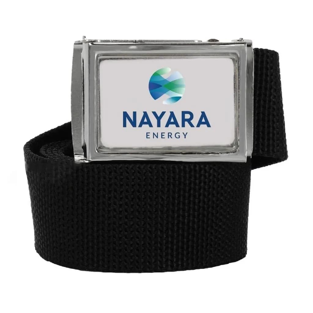 Nayara Petrol Pump Uniform Belt Pack of 10 | Black Adjustable Nylon Webbing Belt with Metal Logo Buckle | Heavy Duty Workwear Belt for Staff Men Women-image-36