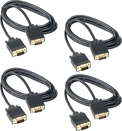 Pack of 4 - 10 ft VGA Male to Male Gold Plated Cable From Instant Cables