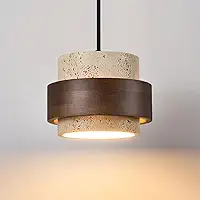 Pingente de teto de pedra natural nórdica Wabi-Sabi lustre de pedra caverna amarela vintage fazenda travertino Droplight cabeceira restaurante cozinha jantar madeira maciça bar cozinha