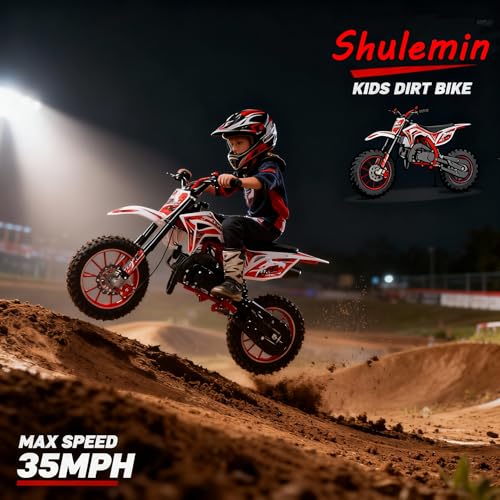 Image of Kids Dirt Bike, Gas Motocross 49cc 2-Stroke Off Road Mini Motorcycle Pocket Motorbike Teenager Gas Motorcycle Racing Max Speed 40KM /H Birthday for Children Boys Girls Red
