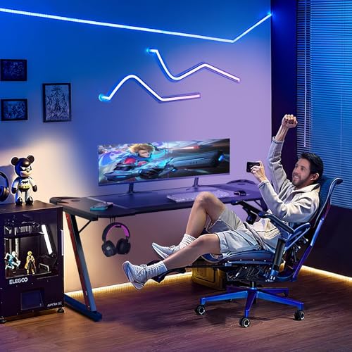 Gaming Tisch 180 x 80 cm, Z-Frame Gaming Schreibtisch mit Getränkehalter, Kopfhörer Haken, Computertisch PC Tisch Ergonomischer Gamer Tisch – Bild 3