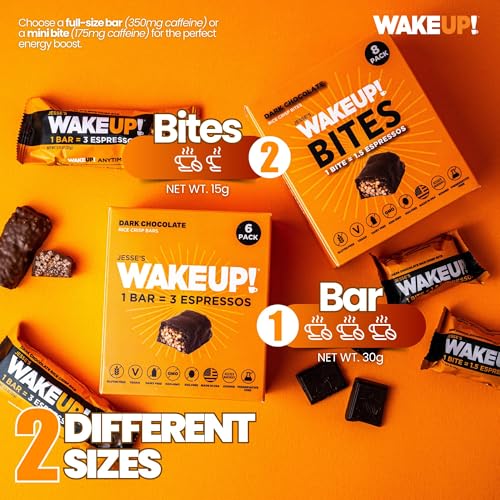 Image of WAKE UP! Caffeinated Dark Chocolate Bars, 3 Espressos, 2 Pack (12 Bars)
