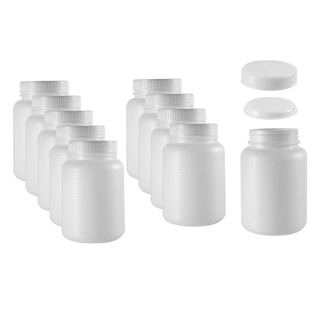 XYWHPGV Flacone di reagente chimico da laboratorio in plastica 500 ml / 16,9 once Contenitore di stoccaggio liquido sigillante per campioni a bocca larga 10 pezzi(01b3d cacfa 73642 86a94 f977d 449d6
