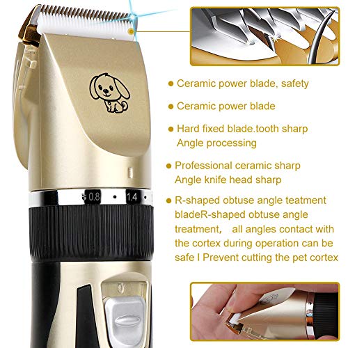 AerWo Dog Clippers Pet Grooming Clipper, Upgraded Low Noise Dog Cat Hair Trimmer Cutter, USB Rechargeable Shavers Electrical Pet Professional Grooming Machine Tool