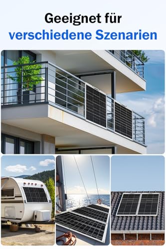 ECO-WORTHY 260W Solarpanel Flexibel 12V (130W*2pcs) Fiberglas Material 12BB Mono Zell 23% Hohe Umwandlung für Balkonkraftwerk, RV, Wohnmobil, Boot, Dach, Camping, Yacht, 12V Batterie