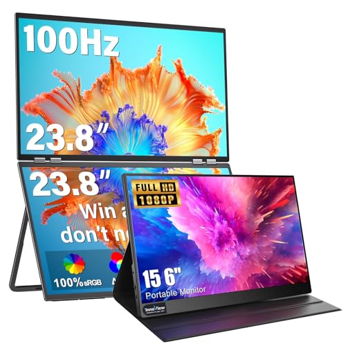 Image of InnoView 23.8 inch FHD 100Hz 100% sRGB Dual Monitor with 15.6 Inch FHD 1080P Standard HDMI USB C Second External Monitor for Laptop