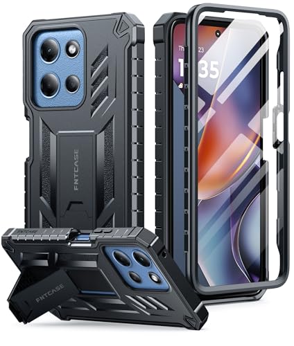 FNTCASE for Moto-G 2026/2025 Case: for Motorola Moto G Play 2026 5G Military Grade Drop Proof Protection Cover with Kickstand | Matte Textured Rugged Shockproof TPU | Protective Phone Case Black