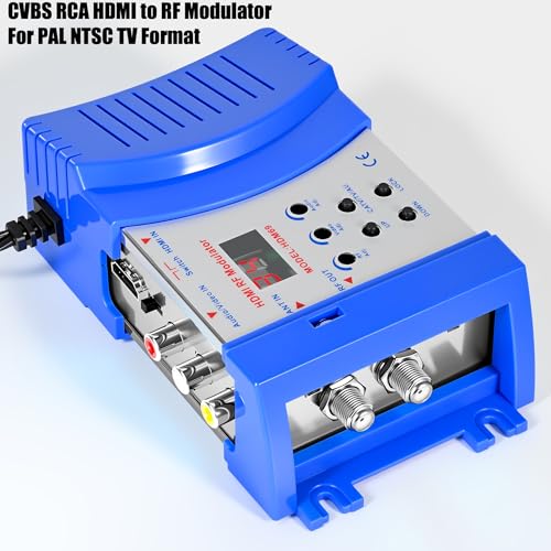HDMI to RF Modulator, VHF UHF AV to RF Coaxial Converter, CVBS RCA HDMI to RF Modulator, for TV PAL NTSC Format, for Home TV Switch Audio Video, F Female Connectors