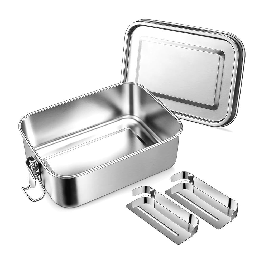 28oz Bento Box, Stainless Steel Lunch Box for Teens, Metal Bento Box with 2 Flexible Compartments, 850ml Lunch Box