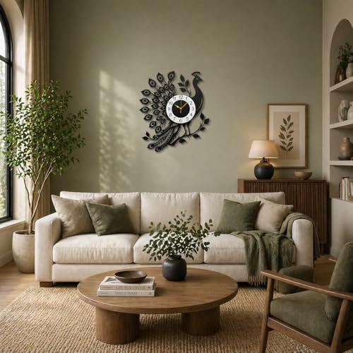 Image of Morden Metal Wall Clock for Living Room, Bedroom, Office, Kitchen, Stylish Wall Clock for Home and Hall, Designer Big Size Modern(ST-64, 60CM)