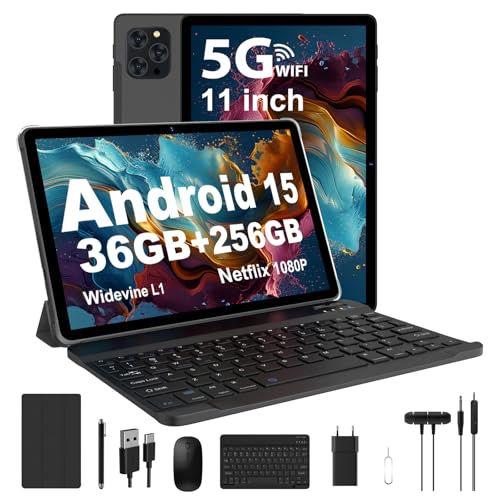 RUSHAR Tablet 11 Pulgadas Android 15 con 36GB RAM+256GB ROM (2TB TF), 5G/2.4G WiFi, Octa-Core 2.0GHz, 2000 * 1200, Widevine L1, 8000mAh, 13MP+8MP, GPS, Face ID, BT 5.0, Tablet con Teclado, Negro RUSHAR Tablet 11 Pulgadas Android 15 con 36GB RAM+256GB ROM (2TB TF), 5G/2.4G WiFi, Octa-Core 2.0GHz, 2000 * 1200, Widevine L1, 8000mAh, 13MP+8MP, GPS, Face ID, BT 5.0, Tablet con Teclado, Negro