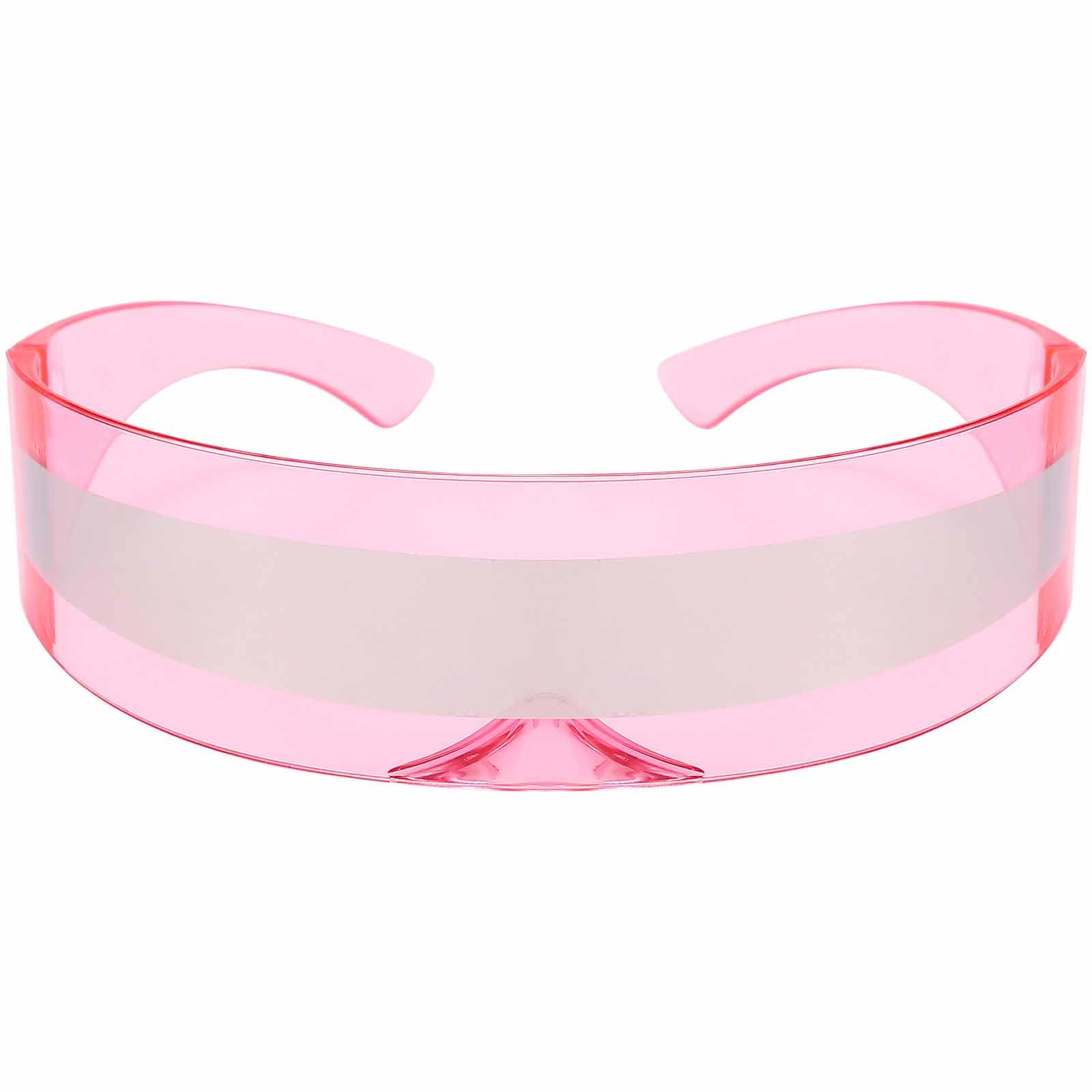 Dollger Futuristic Sunglasses Y2K Space Cyclops Wrap Around Glasses Rimless Translucent Mirrored Lens