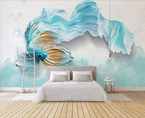 Décoration murale grand format papier peint bleu abstrait de luxe - 4