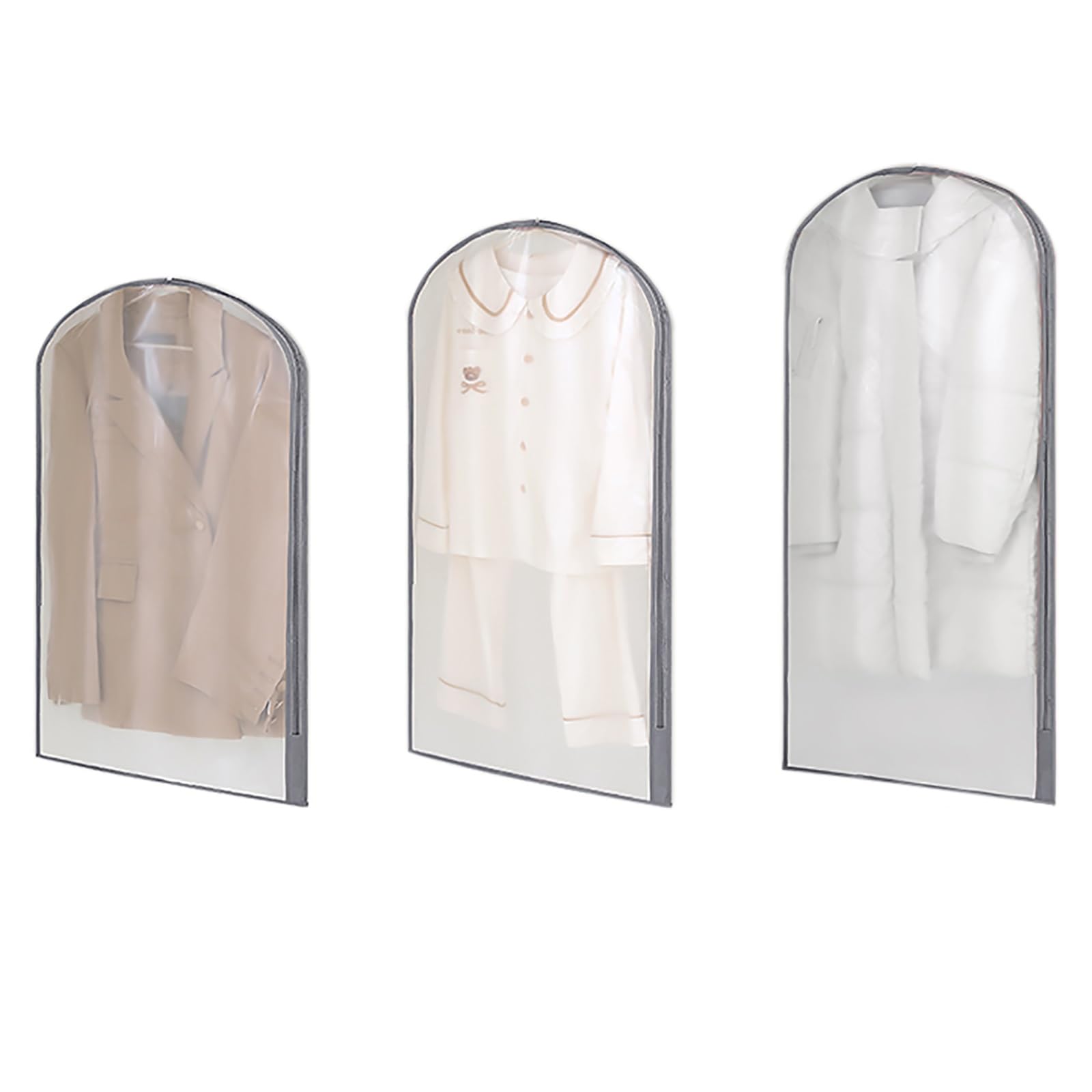 vfdaSWQQ Coat hanger cover, 5-pack, Clothes with Side Zipper, Wardrobe Hanging Storage Bag for Coats, Jackets, Shirts(Gray,60 * 110cm/24 * 43in)