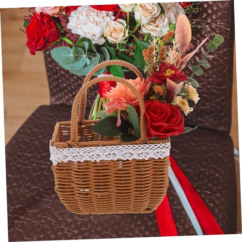 Unomor Basket Woven Clutch Picnic Basket Wicker Easter Basket with Handle Small Wicker Basket with Handle Basket Purse for Women Wicker Basket with Handles Wicker Handbag