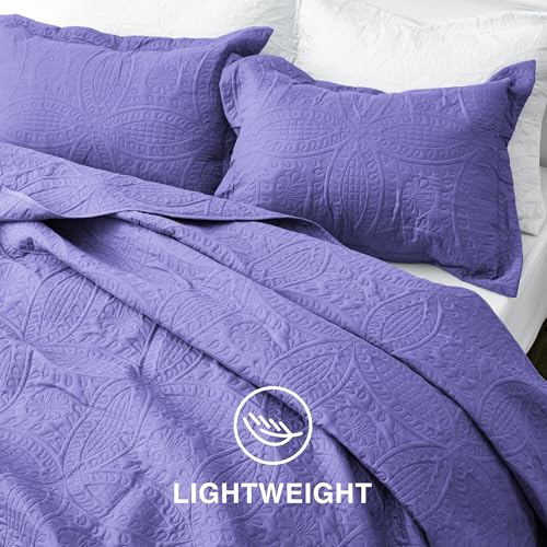 Love's cabin Quilts for Queen Bed Deep Purple Bedspreads Bedding Set - Summer Lightweight Bedspread Comforter - Coin Pattern Bedding Coverlet for All Season - 3 Pieces (1 Quilt, 2 Pillow Shams)