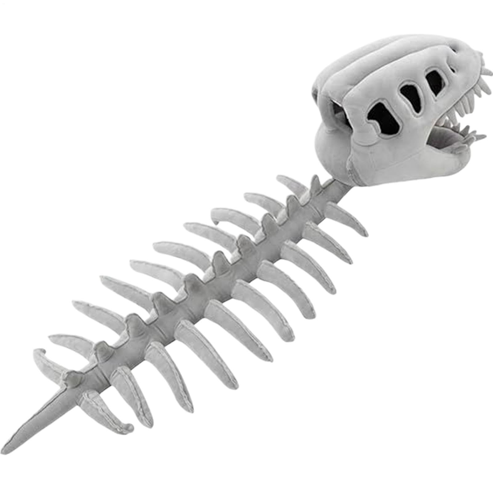 Dinosaur Skeleton Plush Costume - Wearable Soft Dinosaur Headpiece, 47.24 Inch Skeleton Dino Hat, Cosplay Prop for Kids Adults
