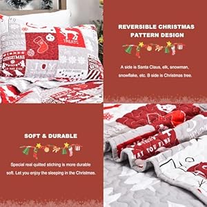 Newspin Christmas Quilt Set Queen Size, Soft Reversible Quilted Christmas Bedspread Coverlet Lightweight Full/Queen Quilt Bedding Sets with Xmas Santa Tree Snowman Red Plaid Patchwork Pattern Newspin Christmas Quilt Set Queen Size Soft Reversible Quilted Christmas Bedspread Coverlet Lightweight FullQueen Quilt Bedding Sets with Xmas Santa Tree Snowman Red Plaid Patchwork Pattern