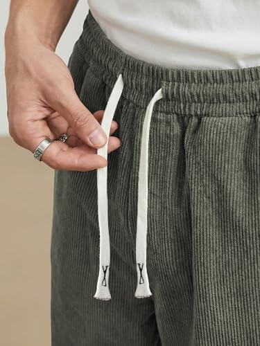 Image of JMIERR Mens Corduroy Pants Wide Leg Baggy Sweatpants | Loose Fit Joggers, Elastic Waist Drawstring, Casual Sweatpants, Vintage Pants, Fall Winter Fashion, Streetwear