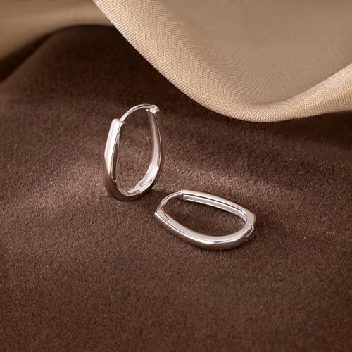 Reffeer 925 Sterling Silver Oval Hoop Earrings for Women Teens Teardrop Hoop Earrings Minimalist Huggie Hoop Earrings4