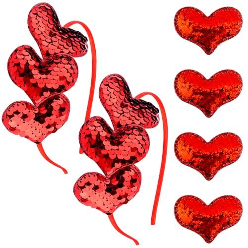 Diadema y Broches de Corazón Rojos para Mujer y Niñas miniatura 1