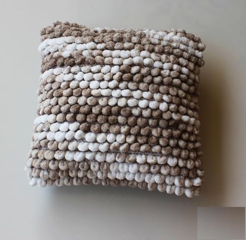 Image of Monstera Hut Boho POM POM Light Wheat Cushion Cover Pack of 1, (Cushion Cover 16x16inch) (40.6 x 40.6 cm) - (Pack of 1)