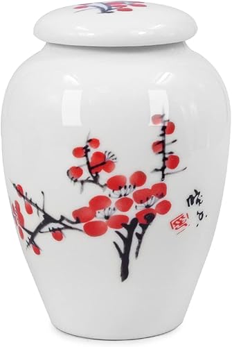 Dahlia Bote de té de porcelana blanca para té suelto, hermético Jingdezhen Tea Caddy, Plum Blossom 2 260 ML