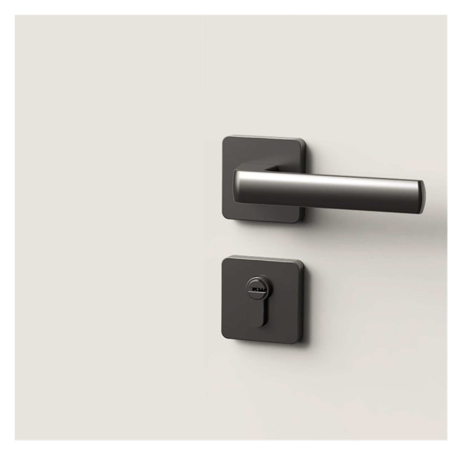 nxjaSDH Lock and Handle Sets, Indoor Door Lock Silent Bedroom Gray Black Suitable Thickness: 35-50mm(with Key)