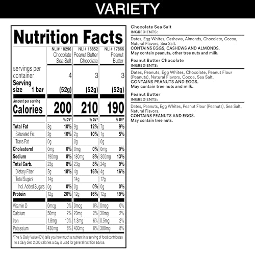 Image of RXBAR Protein Bars, 12g Protein, Gluten Free Snacks, 3-Flavor Variety Pack, 18.3oz Box (10 Bars)