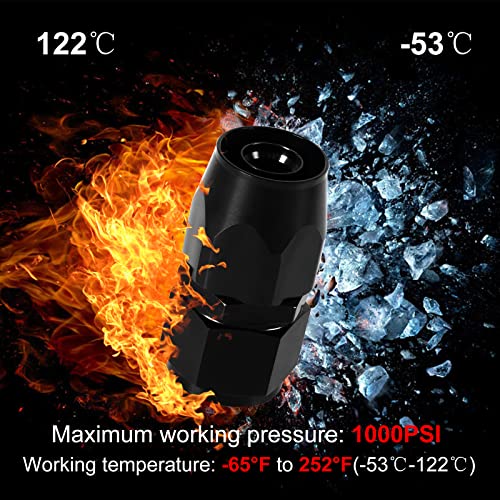 Image of 1PCS 12AN Straight Swivel Hose End Fitting for Braided CPE Fuel Line Anodized Aluminum Alloy Black
