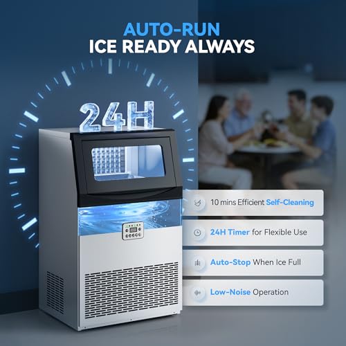Image of Tehanld Commercial Ice Maker, 120LBS /24H Ice Maker for Home, Rest, Bar