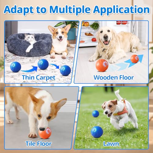 xinrongda 2 Stück Interaktives Hundespielzeug, Interaktiver Spielball für Hunde, Elektrisch Magic Ball, Intelligentes Hundespielzeug mit LED-Lichtern, interaktiver Ballfür Welpen, Klein