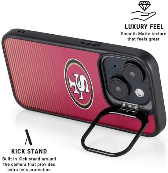 Skinit Kickstand Phone Case Compatible with iPhone 15 Plus - Officially Licensed NFL San Francisco 49ers Breakaway Design