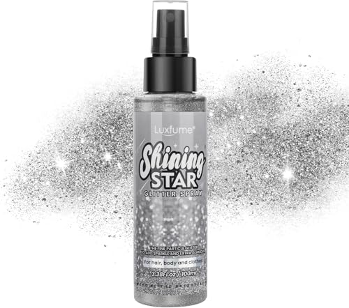 RoseFlower Spray de Purpurina, Spray de Glitter Shine Brilhante, Spray de Brilho para o Corpo, Spray de Glitter para Cabelo e Corpo, Spray de Purpurina para Roupa e Cabelo, Spray de Glitter para Fadas