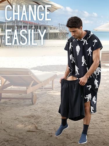 Bigfoot Gifts, Bigfoot surf Poncho, Surf Poncho with Bigfoot Pattern, Soft Cover-Up Changing Towel with Pocket - Bigfoot3