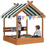 Outsunny Arenero para Niños de Madera, Naranja