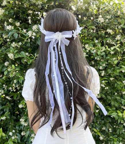 Girls First Communion Holy Veil White Flower Headband Christening Headpiece(White Flower)4