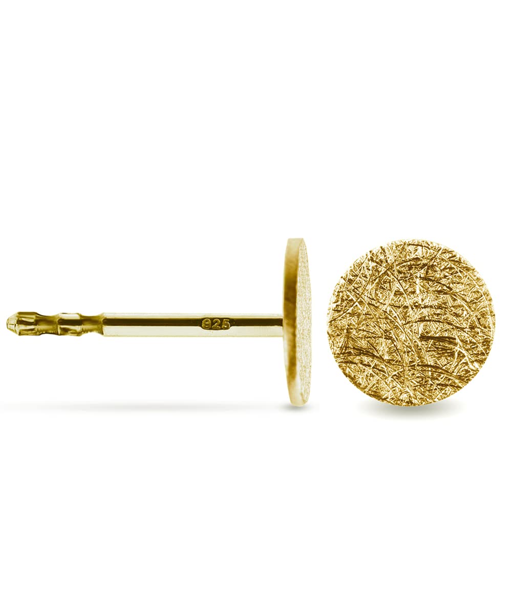 Ohrstecker eismatt rund Silber 925, Gold Roségold Schwarz, 4-10 mm, handgefertigt