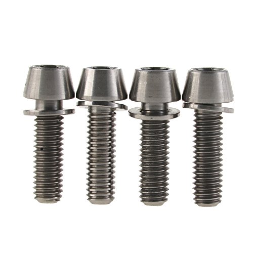 Wanyifa Titanium Ti Bicycle M6x20mm Hex Tapered Head Disc Brake Mount Fixed Bolts with Washers Pack of 4 (Original)