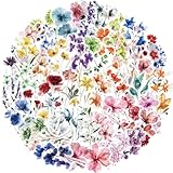 50Pcs Transparent Flora Scrapbook Stickers Pack, Vintage Aesthetic Flowers Stickers for Scrapbook Journal, Waterproof for Water Bottles Laptop Phone Scrapbook Supplies DIY Crafts Party Favors(Ins)