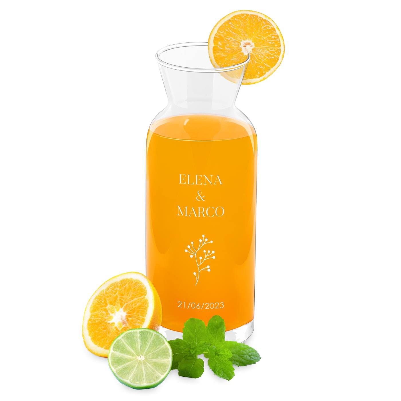 Caraffa Per Acqua Maverton In Vetro - Incisione Personalizzata, 1260 Ml, Idea Regalo Coppia