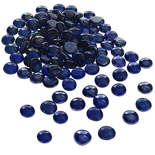 BELLE VOUS Bille en Verre Bleue (2,25 kg) - Bille Plate en Verre 18 mm - Pierres Précieuses Décoratives pour Mariage/Fête, Décoration de Table, Bille Deco Vase et Décor d’Aquarium