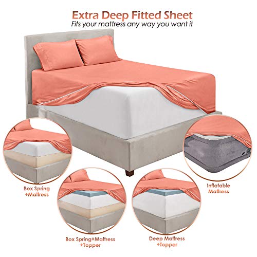 Image of Hearth & Harbor Extra Deep Pocket Twin XL Sheets - 3 Piece Hotel Luxury Twin XL Sheet Set Fits Up to 24 inch Mattress - Soft Luxury Twin XL Bed Sheet Set - Soft & Breathable, Twin XL, Misty Rose