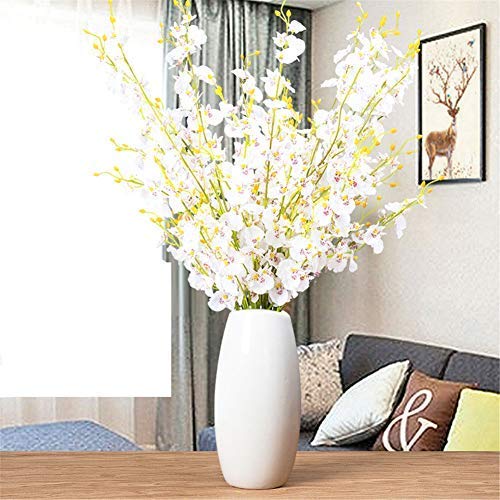 Artificial Flowers 10 Pieces 37.4" Long Stem Artificial Dancing Lady Orchid Oncidium Silk Orchid for Wedding Home Office Decoration Festive Furnishing, White