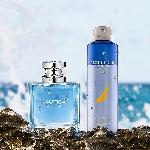 Image of Nautica Voyage 2 piece Gift Set for Men - 1.6oz Eau De Toilette Spray + 6.0 oz Deodorizing Body Spray
