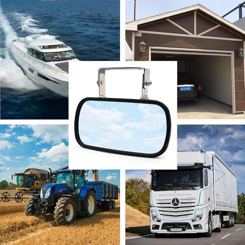 TOEMIRR 8" x 4" Convex Mirror Stainless Steel Rectangular fit for Multiple Scenarios, Tractors Forklifts Trucks Boats Cars Improve Visibility Universal U-Bracket Rearview Mirrors - Image 8