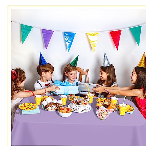 Image of tujol Lavender 6 Pack Plastic Table Cloth 54 inch x 108 inch, Disposable Tablecloths Rectangle Table Cover, Plastic Tablecloths for Parties